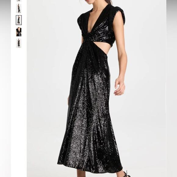 NWT A.L.C. Alexis Black Sequin Cutout Dress Size 2 - Picture 3 of 14